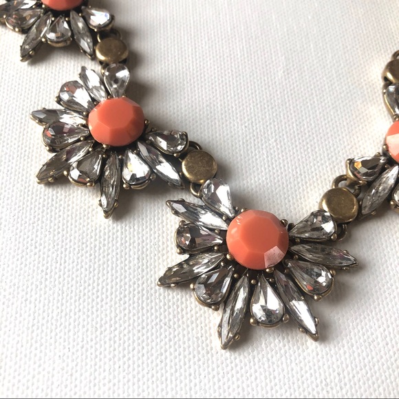 J. Crew Statement Necklace Orange with Crystals - Picture 3 of 3